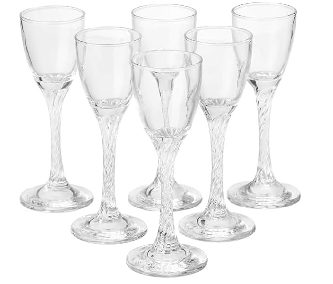 Twist Design Wine Glass Set of 6, Made in Turkey, Clear Crystal Stemware