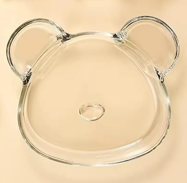 Bear Shaped Creative Glass Plate, Cute Food Serving Dish, Clear Glass