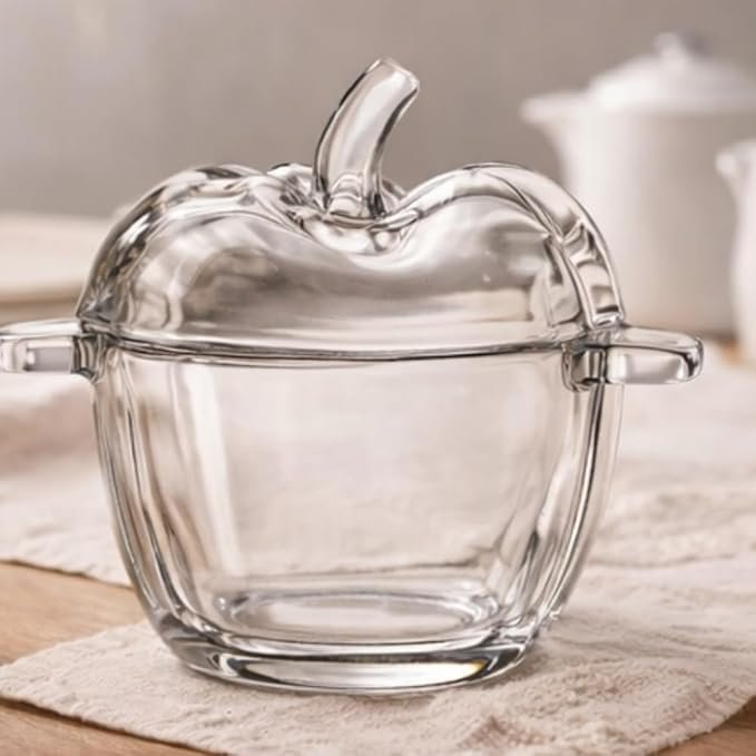 Clear Glass Bowl with Lid, 250ml Capacity, for Candy, Fruit and Sugar Storage