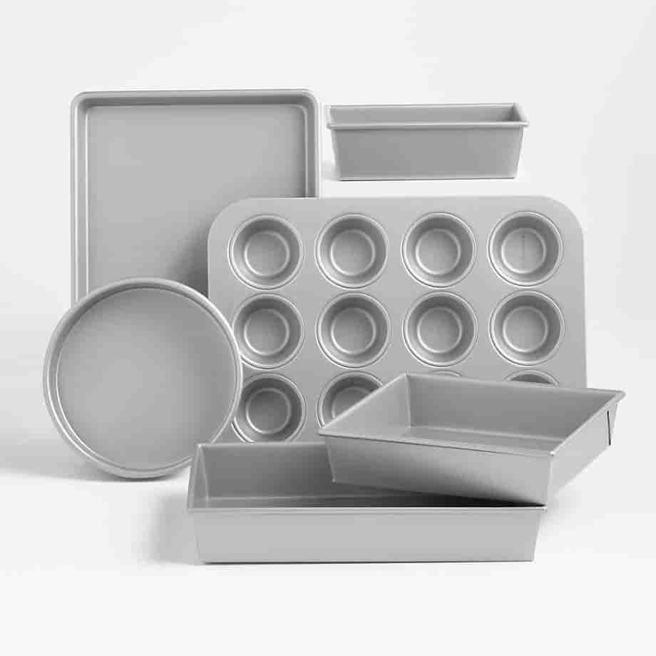 cutekitchenware.com Home 6-Piece Silver Non-Stick Bakeware Set