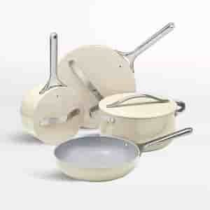 cutekitchenware.com Home 4-Piece Cream Ceramic Non-Stick Cookware Set