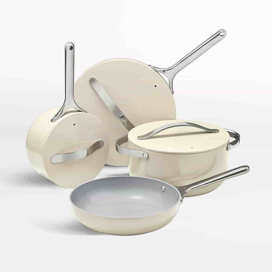 cutekitchenware.com Home 4-Piece Cream Ceramic Non-Stick Cookware Set
